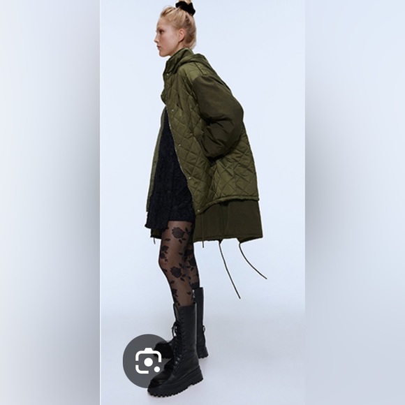 NWT Luxe Minimalist Timeless Zara Water Resistant Hooded Quilted Coat - Picture 7 of 17